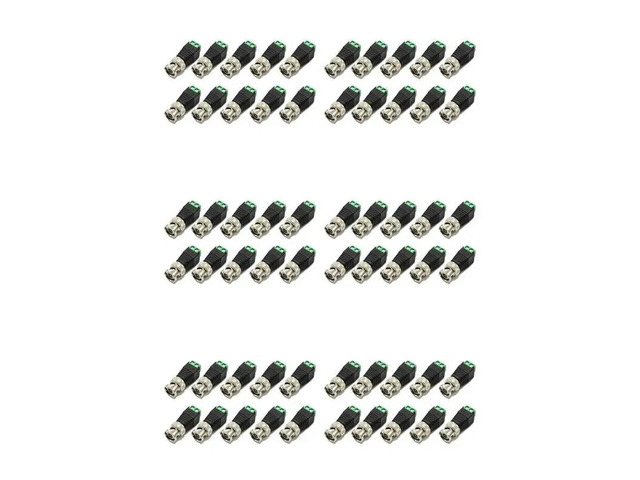 60Pcs Male l BNC Connector With DC Connector Plug Screw Terminal UTP Video Balun For CCTV Surveillance Camera