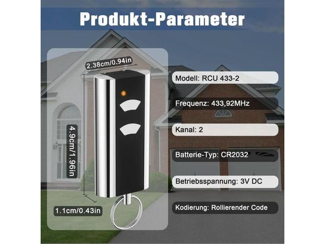 Set Of 2 Garage Door Replacement Remote Control For Normstahl RCU 433-2K, 433.92 Mhz Garage Opener Handheld Transmitter