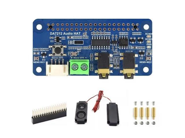 DA7212 I2S Audio Board For Raspberry Pi Compatible Stereo Codec Dual Microphone Support With Speaker, Headphone& AUX I/O