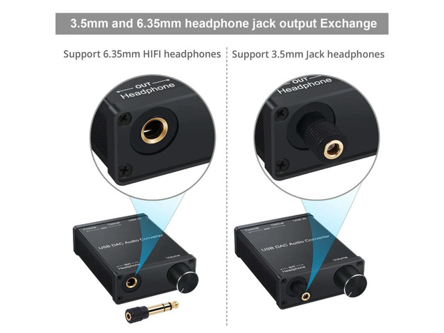 USB DAC Audio Converter Adapter With Headphone Amplifier USB To Coaxial S/PDIF Digital To Analog 6.35Mm Audio Sound Card