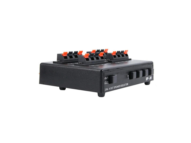 SP-24 Mini 2-IN-4-OUT Stereo Audio Selector Amplifier Switcher Box Speaker Splitter