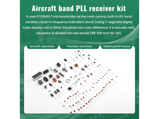 FM AM Radio Receiver FM Broadcast Aviation Band PLL Receive DIY Kit 118-136M 88-108M Digital Display