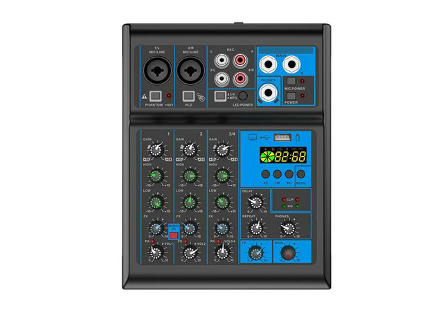 Soundcard Mixing Console Mixer Professional Audio 4 Channel Sound Mixer For Live Streaming DJ Audio Equipment