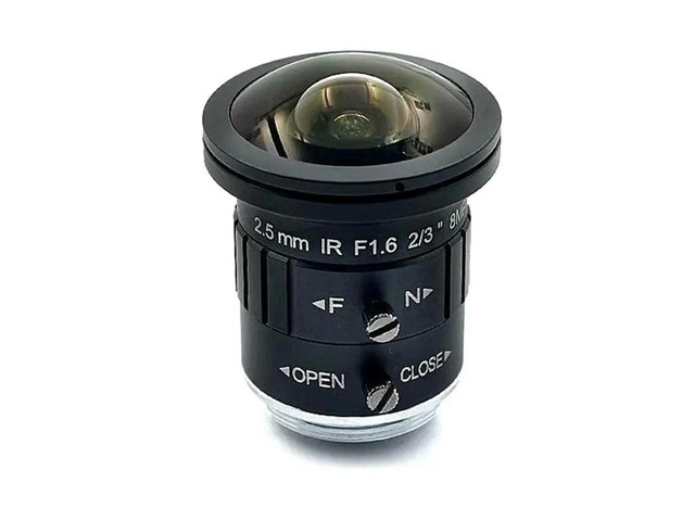 2.5Mm 4K 8MP 2/3 Inch F1.6 IR Fisheye Wide Angle View C-S Mount Mono-Focal CCTV Lens Auto Iris 8 Megapixel For 4K Camera