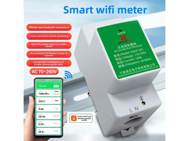Single Phase Energy Electricity Meter 6 In 1 AC Din Rail Power Consumption Meters Wattmeter Voltmeter Ammeter