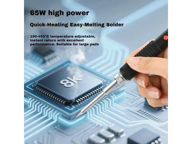 T12 OLED ligent Soldering Iron with Type-C/DC5521 Port Support PD/QC Ceramic Heater 180-450 Adjustable