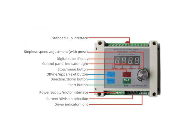 KT08-DM Stepper Motor Drive Controller 32-bit DSP Stepless Motor Speed Regulator High Precision Stepper Motor Driver Governor