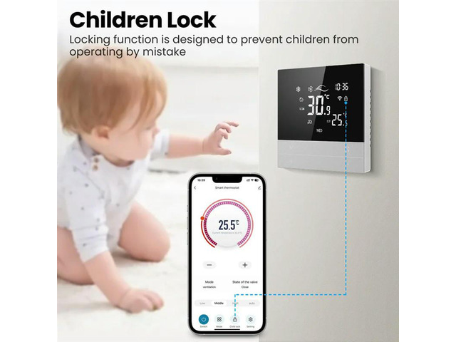 Tuya Voice Controlled Temperature Controller Switch 3 Speed Fan Coil Unit Cool Function 3Pcs