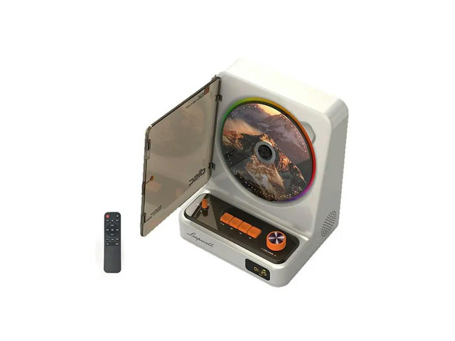FM Radio Remote Ambient Light 5200Mah Rechargeable Dual Stereo Speakers Bluetooth CD Player Vintage Inspired Player