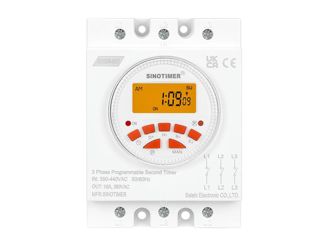 CN109S-380V LCD Display 3 Phases 7 Days Programmable Timer Switch with 1 Second Interval Time Controller