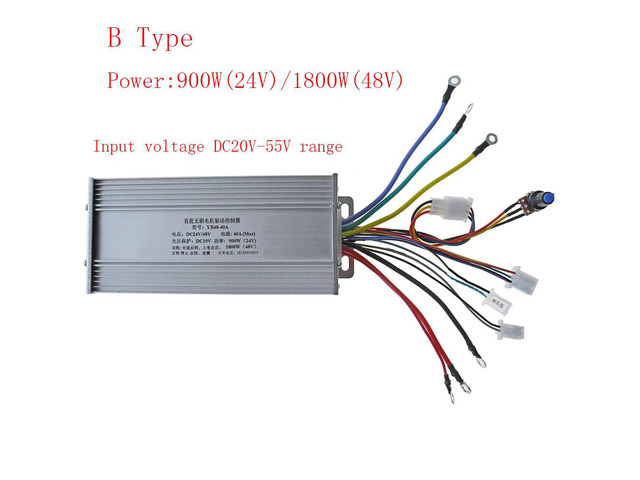 With Hall Input DC 20-55v 900W (24V) 1800W (48V) Motor Controller Sensor/Sensorless Brushless Motor Drive Three-phase Controller
