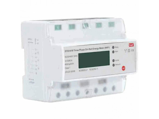 80A Tuya Three-phase Electric Din Rail Energy Meter Remote Prepaid Digital LCD Display Energy Meter