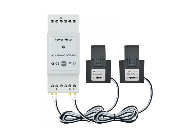 Bidirectional Energy Meter 2 Way with 80A Clamp Din Rail App Control Monitor Solar Power Electricity Statistic