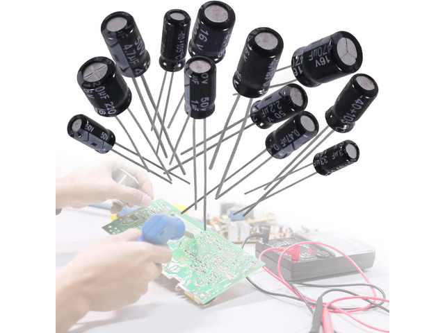 500Pcs 24Values 16-50V 0.1-1000uF Aluminum Electrolytic Capacitor Assorted Assortment Kit for TV LCD Monitor Radio Stereo Game