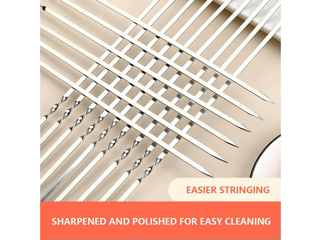 20pcs Barbecue Skewer Flat Barbecue Skewer Stainless Steel Outdoor Camping Picnic Tools