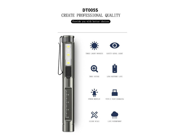 Torch Lamp Aluminum Alloy First Aid Work Inspection Flashlight Rechargeable IPX5 Waterproof for Doctor Nurse Diagnosis