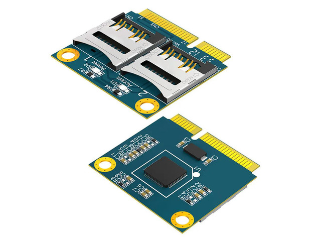 Dual TF Card To Mini PCI-E Adapter with Half Bracket Memory Card Converter Mini PCIe Adapter for All PCI Express Mini Card Slot