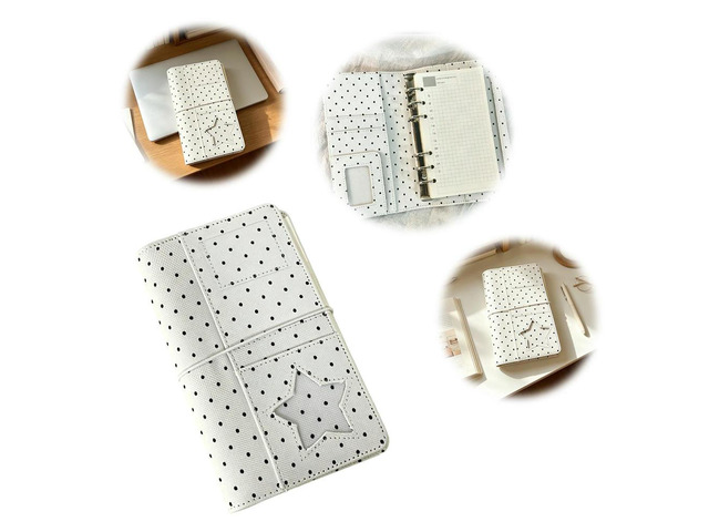 Loose Leaf Notebook Pocket Size Pocket Diary Six Rings Leather-Look for Students Commuting School Traveling Works Use