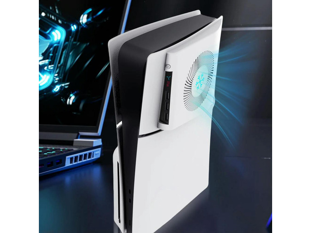 For Slim Console Cooling Fan Side Temperature Control Cooling Fan Face Cover with 3 USB 2.0 Ports for 5 Slim