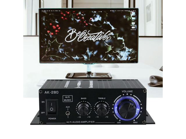 AK-280 Speaker Power Amp HiFi Bass Stereo Subwoofer Amplifier 40W+40W Dual Channel Music Player Home Theater RCA AUX Input