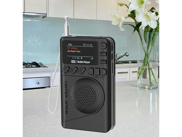 Mini DAB FM Digital Radio with Headphone Jack MP3 Player Rechargeable Color Screen Pocket Radio for Outdoor Camping Hiking