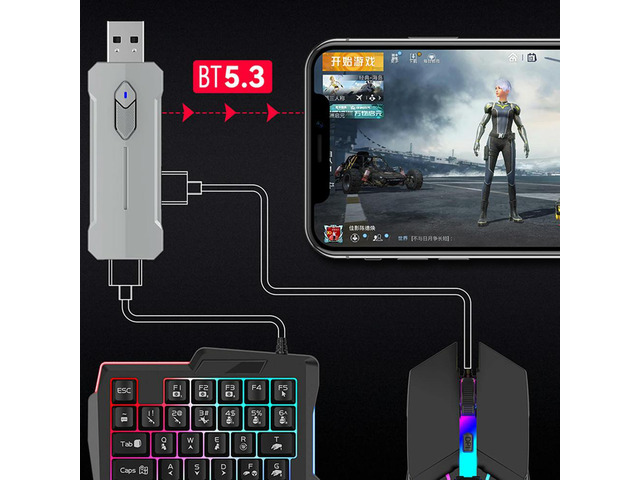5 in 1 Mobile Controller Gaming Keyboard Mouse Converter for PUBG Wired RGB Backlit Keyboard with Wrist Rest for Android System