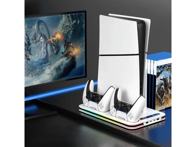 Cooling Station with Dual Controller Charger 3 Level Fan RGB Light Cooling Fan Station for 5/Slim/Pro Accessories