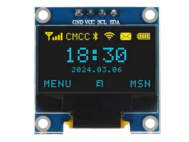 0.96 Inch OLED Display Screen Module I2C IIC 128X64 SSD-1306 LCD Screen 3.3V-5V Blue Yellow For ESP32 ESP8266