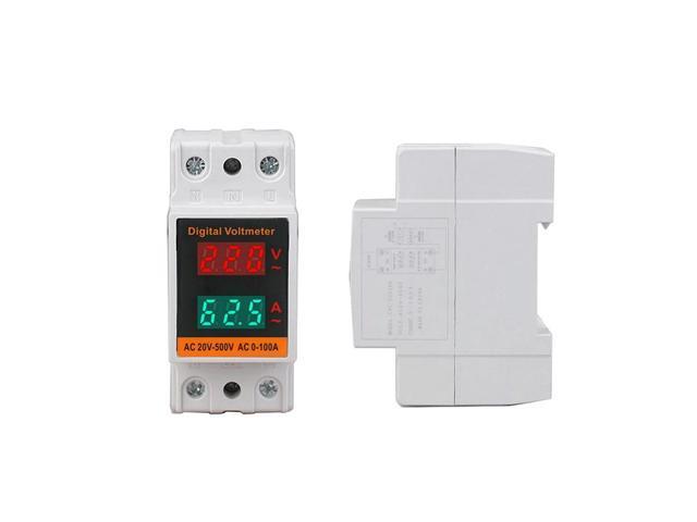 LCD Dual Digital Din Rail Power Meter AC Voltmeter Ammeter Energy Meter AC20-500V 100A Volt Amp Monitor Electricity Meter