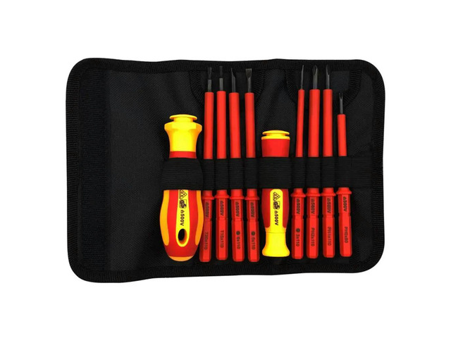 10PCS Insulated Screwdriver with an Interchangeable Head Plum Blossom Head Slotted Head