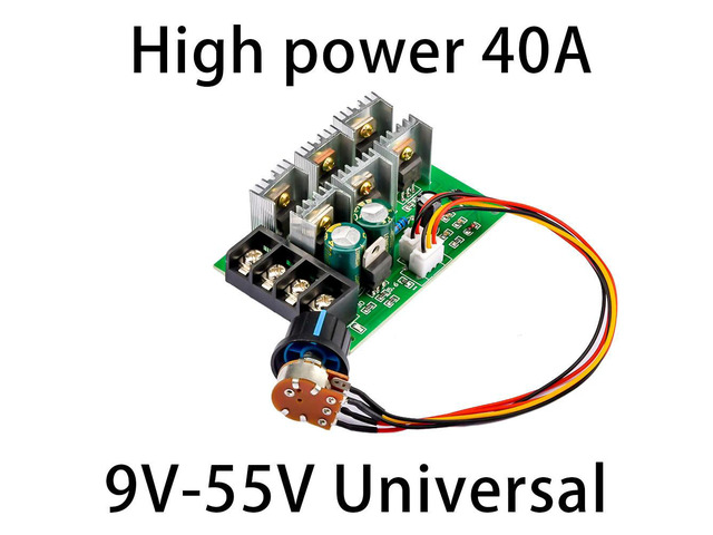 DC9-55V DC Motor Speed Regulator 12V 24V 36V 48V High Power Drive Module PWM Motor Speed Controller 40A Current Regulator