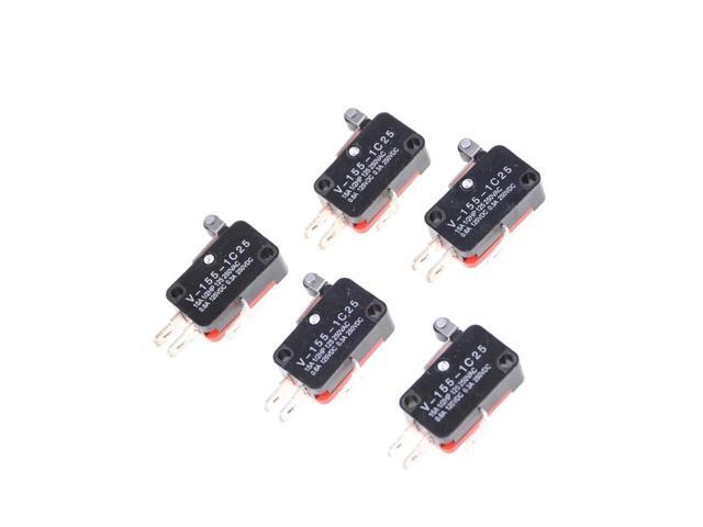 5Pcs SPDT V-155-1C25 Short Hinge Roller Lever Control Limit Micro Switch
