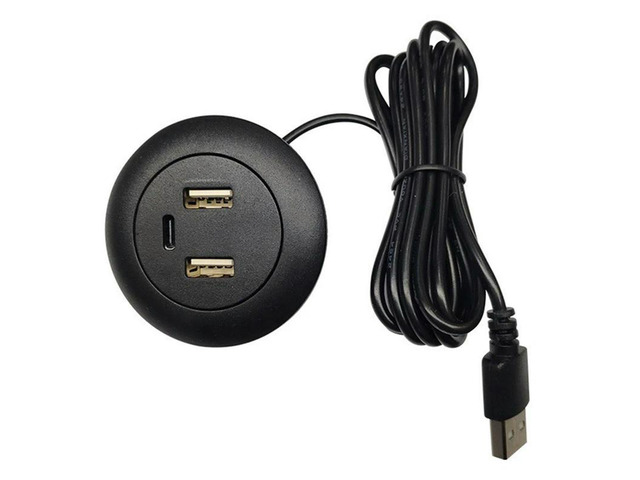 Desktop Hole Embedded USB Hub Type-C USB Charger 3 In 1 Splitter