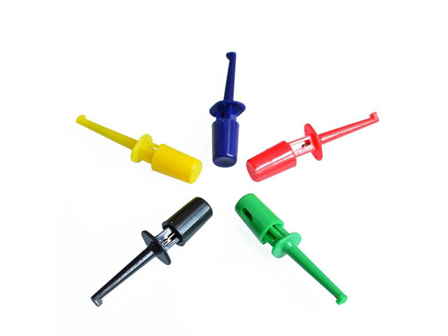 Test Hook Clip Clamp Lead Wire Cable Kit Electronic Multi-meter Grabber Test Probe Mix Color 10PCS