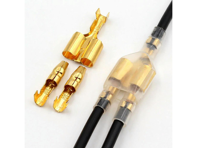 60PCS Car Electrical Wire Connector Diameter 4mm Female Male And Case Cold Press Terminal 1in2out Bullet Crimp Terminal