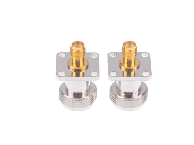 2Pcs 4-Hole Panel Zinc Alloy RF Connector Adapter N Female Jack To SMA Female Jack RF Coax Adapter Convertor