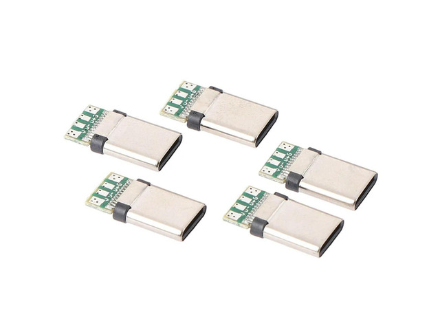 5Pcs USB 3.1 Type C Male DIY Solder Plug Connector Socket Attached PC Board