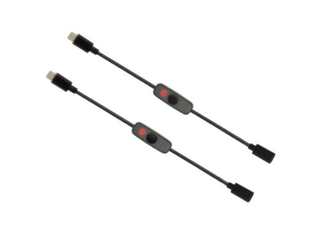 Power Switch USB Type C with Indicator Light Male to Female USB-C Extension Cable Switch for Raspberry Pi 4B 2 Pcs