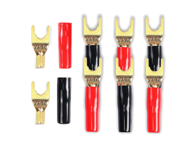 Y Plug Spade Connector for Speaker Wire,8 Pcs Y Spade Plug 45 Degree Gold Plated U Fork Spade Plug Connector