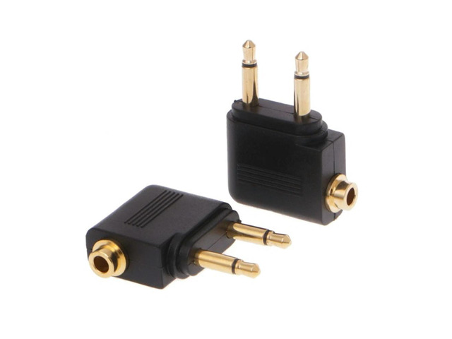 2PCS 3.5mm Airplane Headphone Splitter Mono Audio Converter Travel Jack Plug Adapter