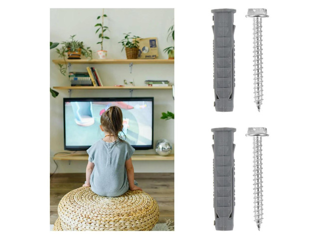 6Pcs Installation Expansion Screws Plastic Ribbed Wall Anchors for LCD TV Bracket Carbon Steel Corrosion Resistant Self Drilling