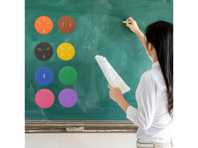 1Set Fraction Learning Tray Eva Bright Fraction Circles Educational Math Teaching Demonstrator Waterproof Safe Material