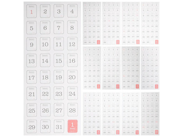 1Set Date Sticker Diary Planner Tabs Self-Adhesive Calendar els for Notebook Scrapbook Daily Use School Office Organization