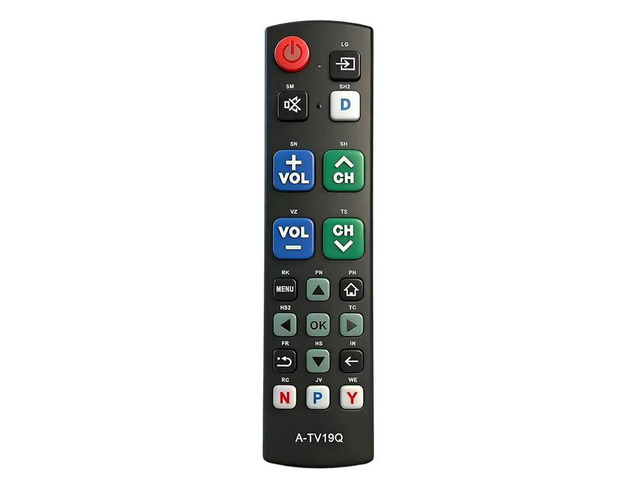 A-TV19Q Universal Big Button TV Remote For Seniors Easy To Use And Set Up With Learning Functions Fit Most TV
