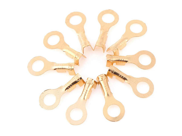 100Pcs 4.2mm Gold Brass Round Terminal Power Supply Wire Contor
