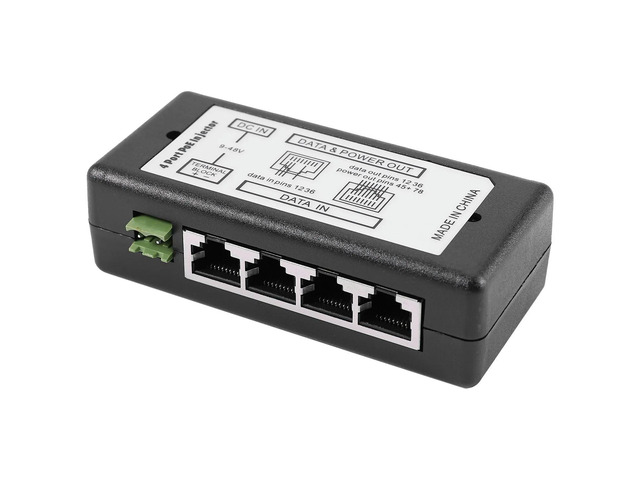 4 Port Poe Injector Poe Power Adapter Ethernet Power Supply Pin 4,5(+)/7,8(-)Input Dc12v-Dc48v For Ip Camera