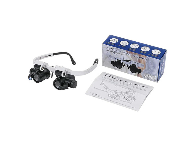8X/15X/23X 9892H Magnifying Glass Jeweler Watchmaker With LED Light Telescopic Headband Magnifier Glasses Reading Loupes Eyewear