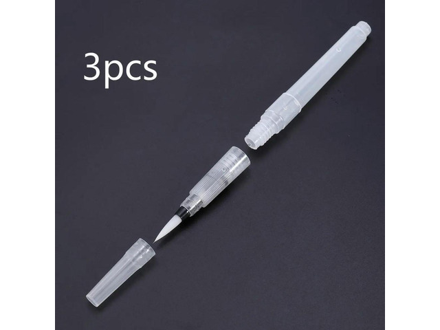 3- Brush Pen Set for Watercolor Painting with Translucent Barrel Easy-to-Squeeze Soft Grip Dishwasher Safe Nylon Tip