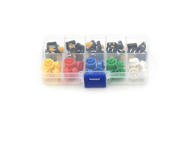 25pcs/Set Momentary Tactile Push Button Touch Micro Switch 4P PCB Caps 12x12x7.3mm