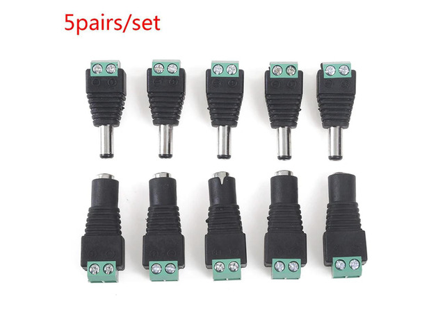 10pcs/5Pairs 2.1x5.5mm DC Power Plug Jack Adapter Connector Male and Female